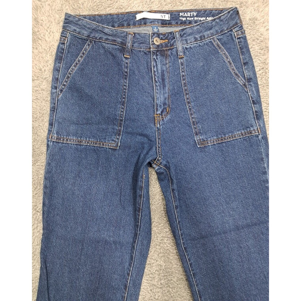 !IT Marty Jeans Womens Sz 8 High Rise Straight Leg Ankle Denim Blue Stretch - Picture 2 of 15